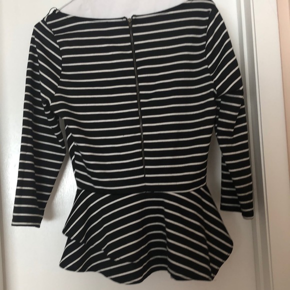 Black and white stripe peplum top - Picture 2 of 3